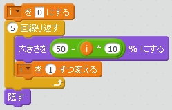 だんだん小さくするスクリプト(正解)